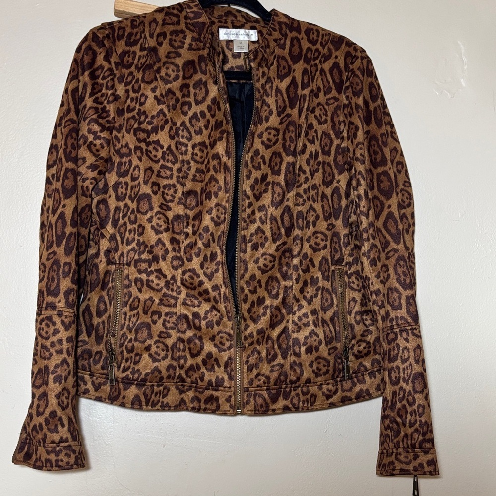 Christopher & Banks Brown Leopard Print Bomber Jacket